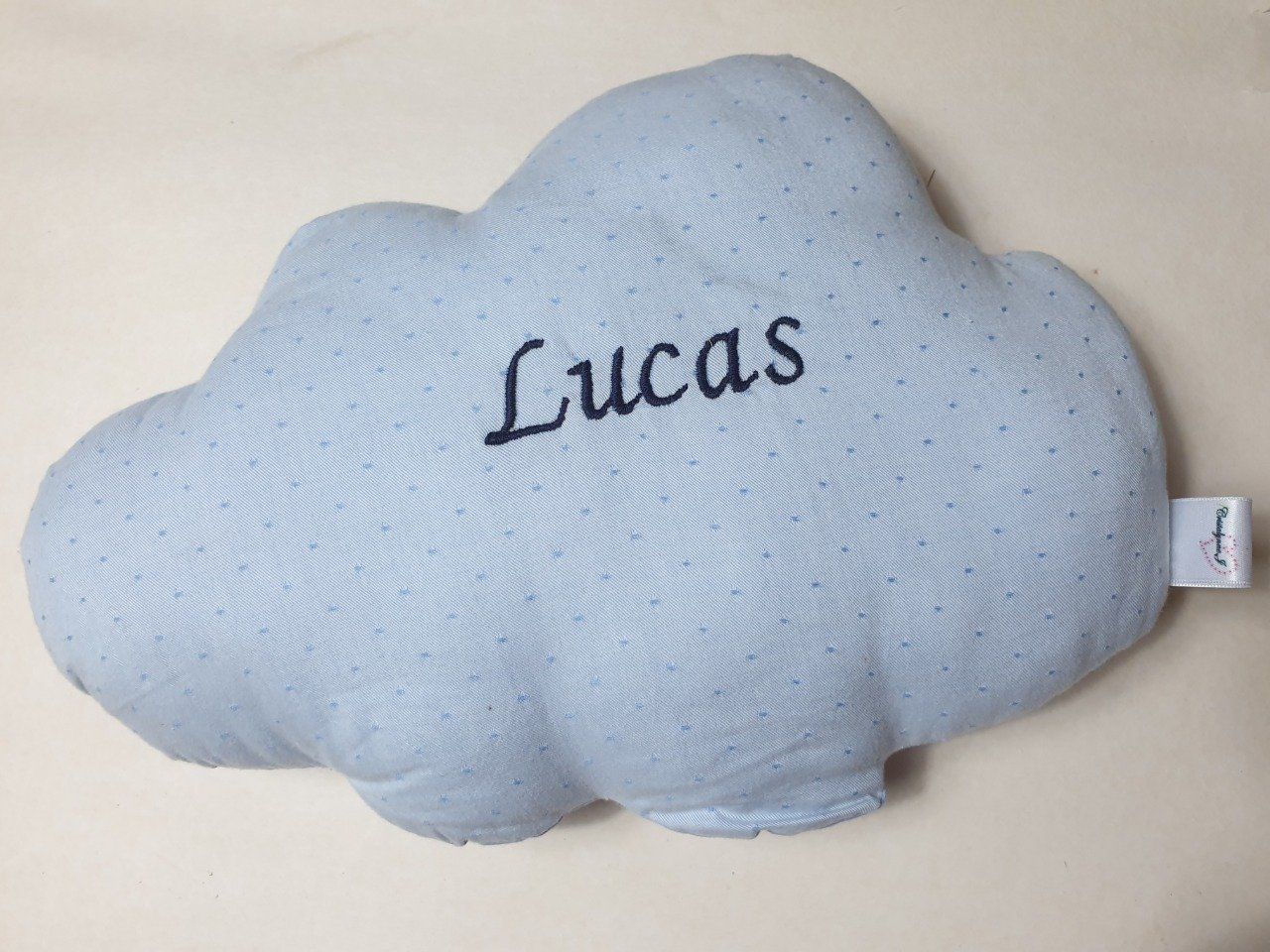 Coussin de décoration nuage bleu  Lucas  (100%coton biologique) -  Cristalynnej