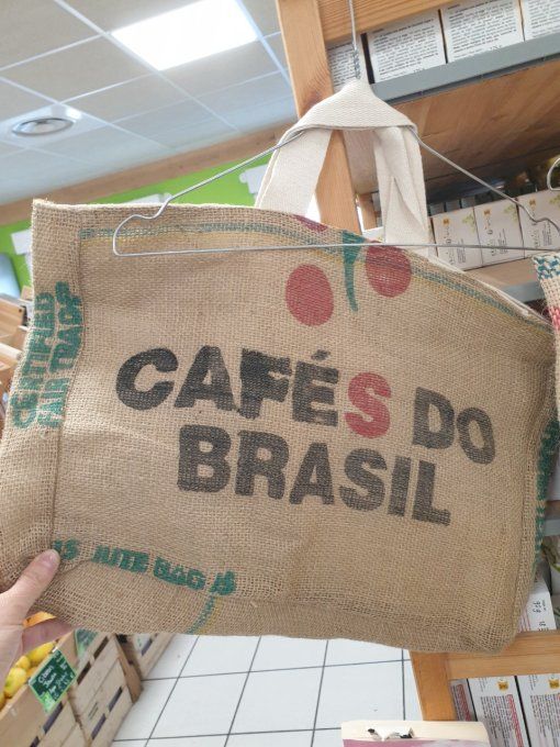 Cabas en jute de café doublé 